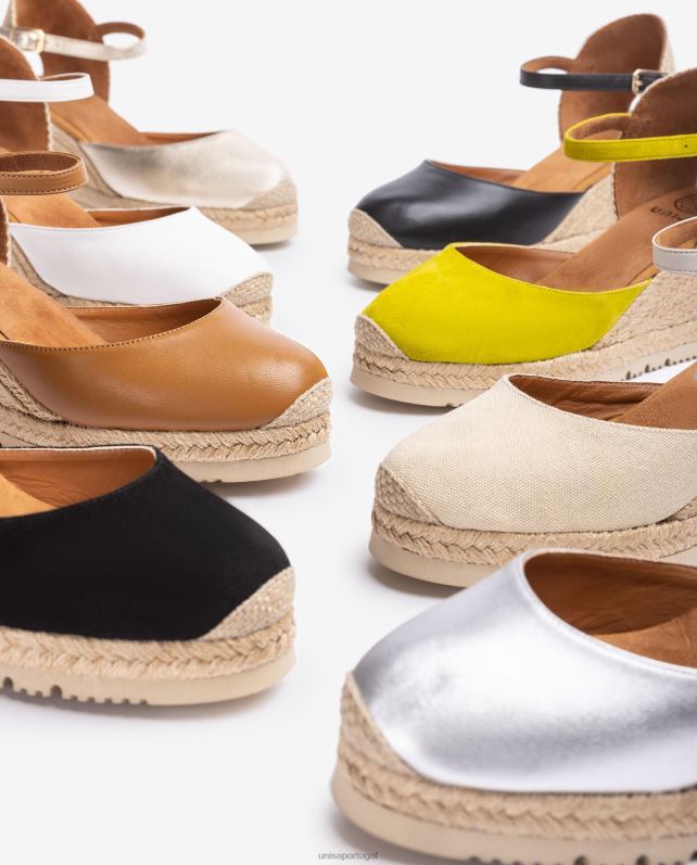 Unisa espadrille d'orsay de couro com tira no tornozelo mulheres 6V2Z6764 marrom