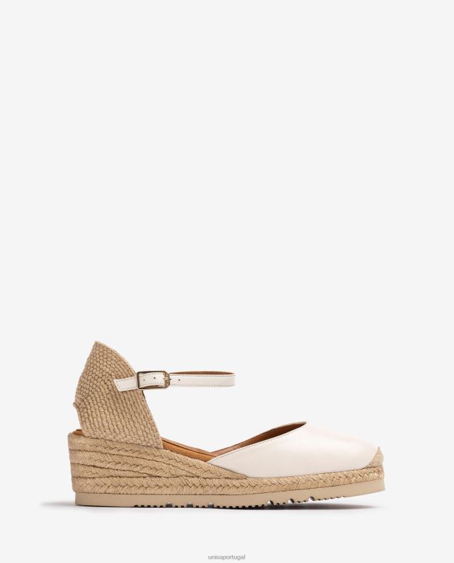 Unisa espadrille d'orsay de couro com tira no tornozelo mulheres 6V2Z6765 branco