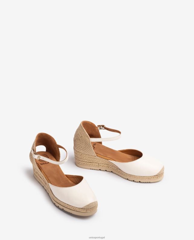 Unisa espadrille d'orsay de couro com tira no tornozelo mulheres 6V2Z6765 branco