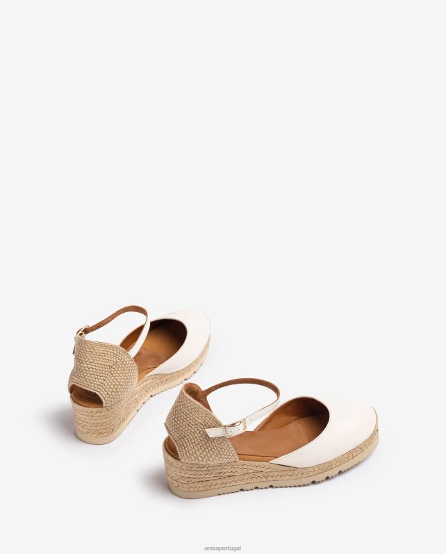 Unisa espadrille d'orsay de couro com tira no tornozelo mulheres 6V2Z6765 branco