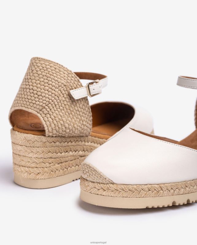 Unisa espadrille d'orsay de couro com tira no tornozelo mulheres 6V2Z6765 branco