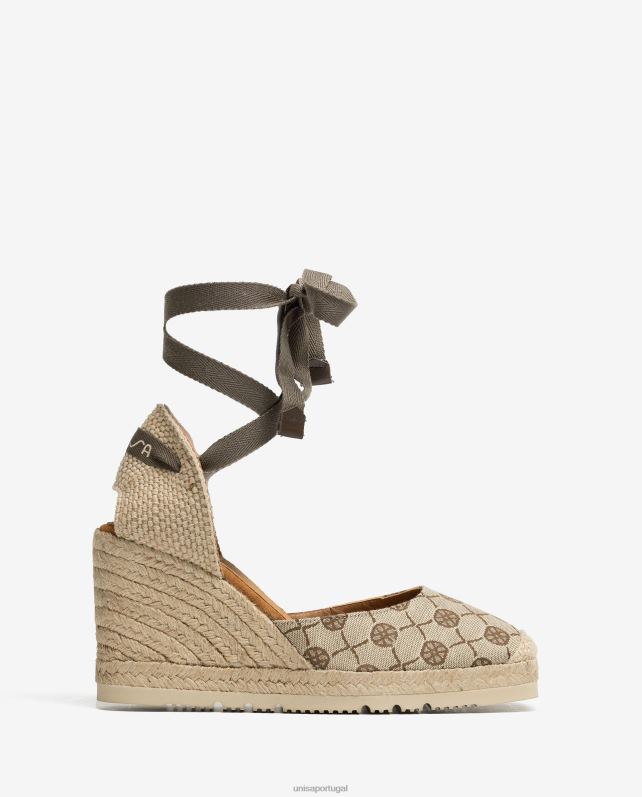 Unisa espadrille d'orsay em tecido com estampa de monograma mulheres 6V2Z6695 gracioso