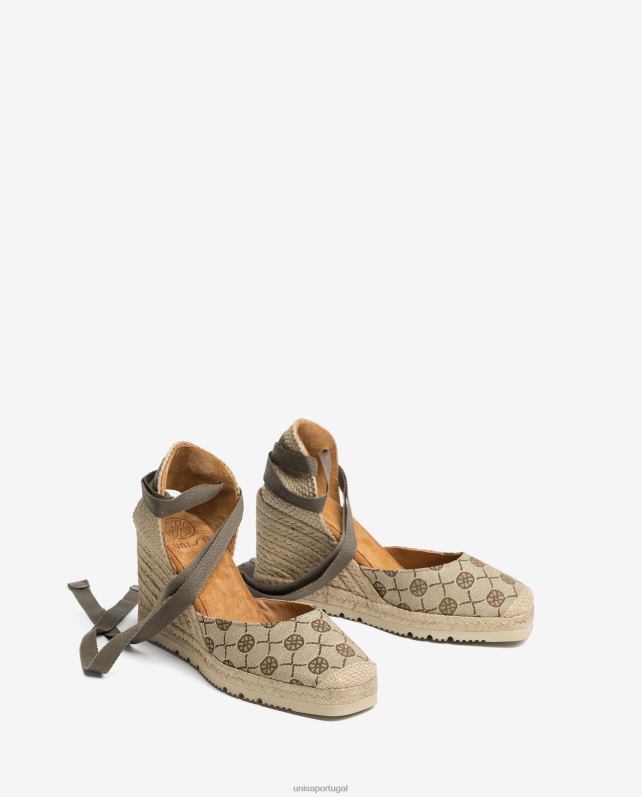Unisa espadrille d'orsay em tecido com estampa de monograma mulheres 6V2Z6695 gracioso