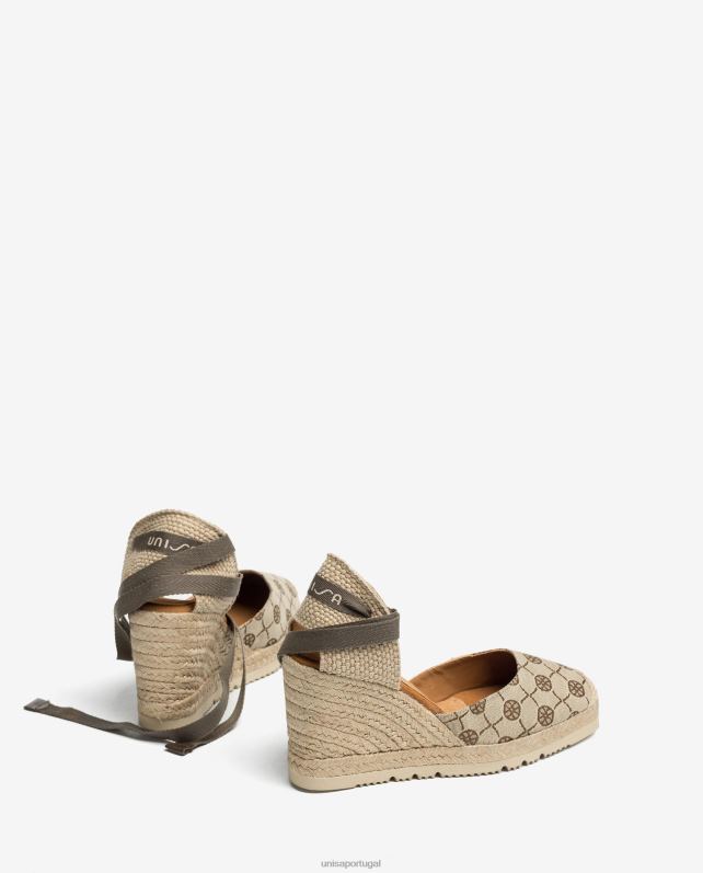 Unisa espadrille d'orsay em tecido com estampa de monograma mulheres 6V2Z6695 gracioso