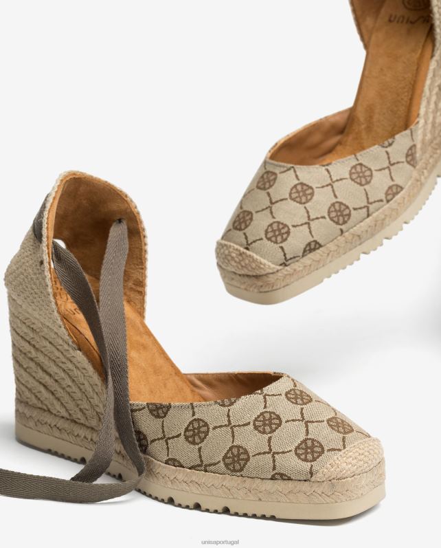 Unisa espadrille d'orsay em tecido com estampa de monograma mulheres 6V2Z6695 gracioso
