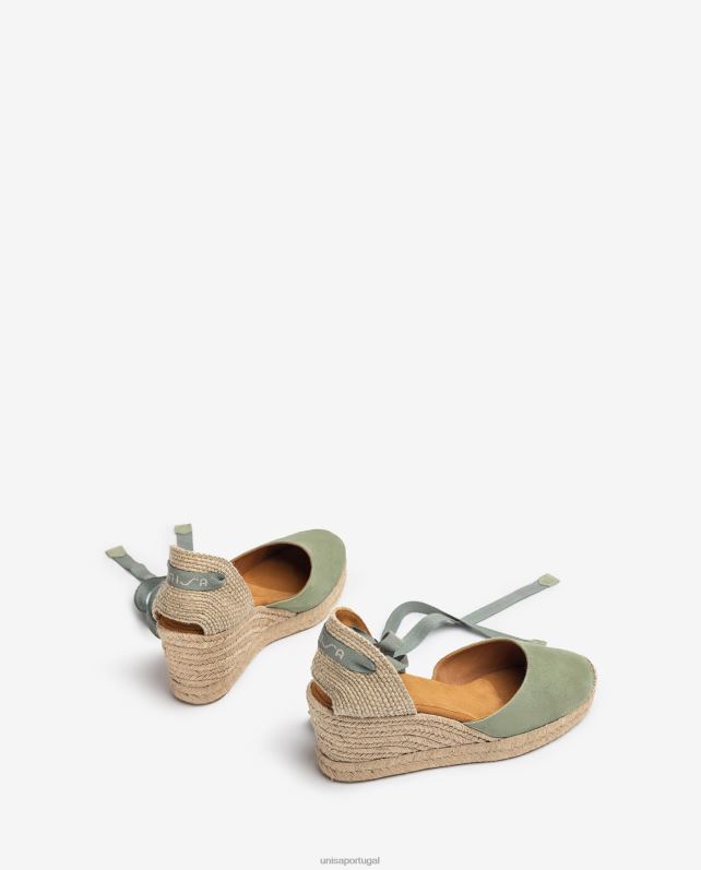 Unisa espadrille de amarrar no tornozelo mulheres 6V2Z6481 verde