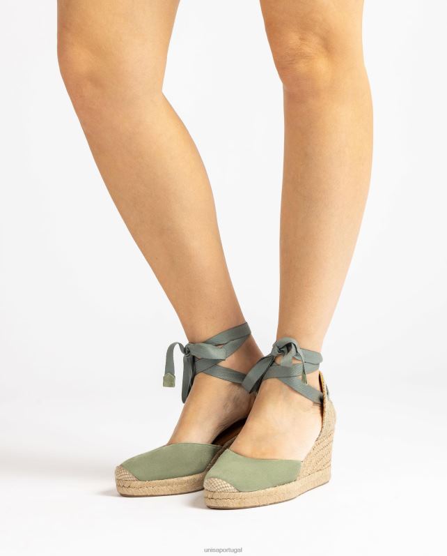 Unisa espadrille de amarrar no tornozelo mulheres 6V2Z6481 verde