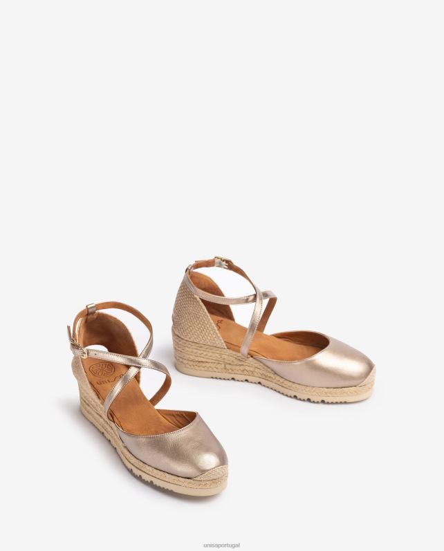 Unisa espadrille de couro com efeito metalizado mulheres 6V2Z6748 moda