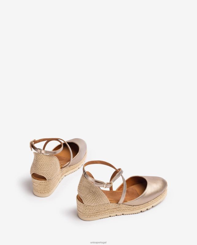 Unisa espadrille de couro com efeito metalizado mulheres 6V2Z6748 moda