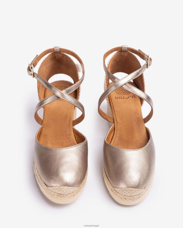 Unisa espadrille de couro com efeito metalizado mulheres 6V2Z6748 moda