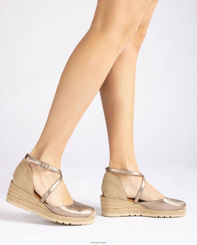 Unisa espadrille de couro com efeito metalizado mulheres 6V2Z6748 moda
