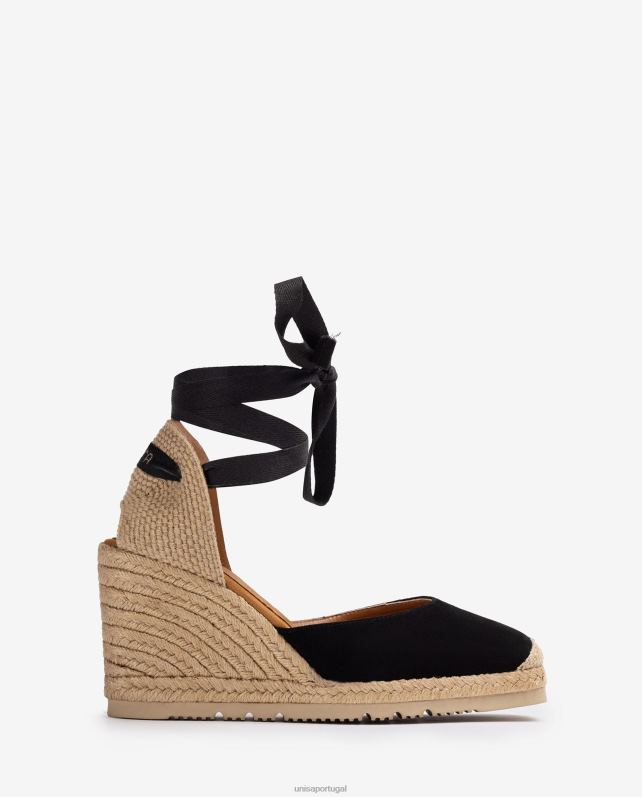 Unisa espadrille dedo quadrado mulheres 6V2Z6698 preto
