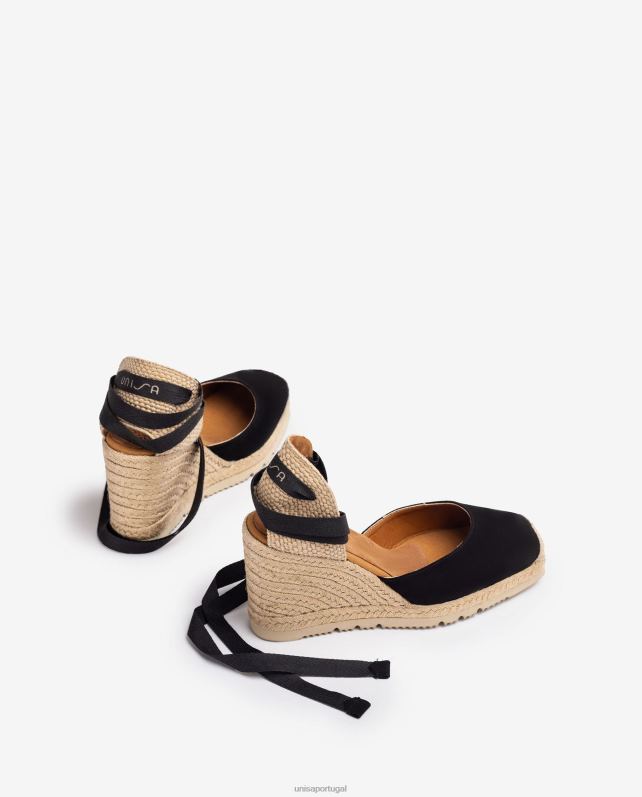 Unisa espadrille dedo quadrado mulheres 6V2Z6698 preto