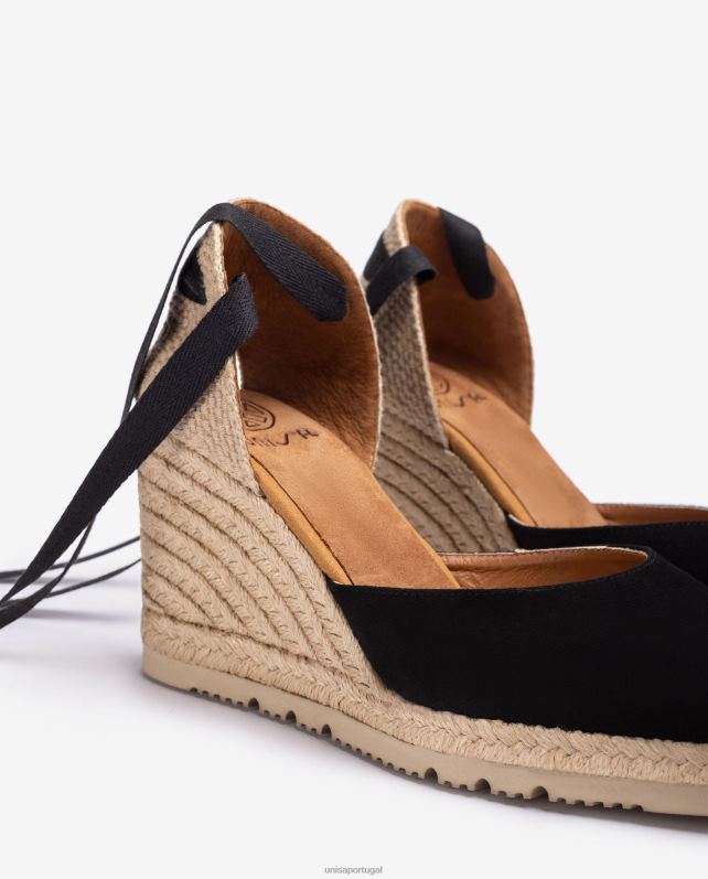 Unisa espadrille dedo quadrado mulheres 6V2Z6698 preto