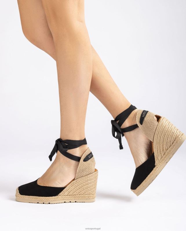 Unisa espadrille dedo quadrado mulheres 6V2Z6698 preto