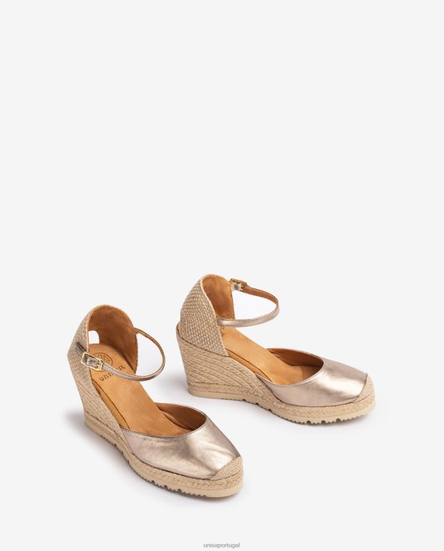 Unisa espadrille em couro efeito metalizado mulheres 6V2Z6744 gracioso