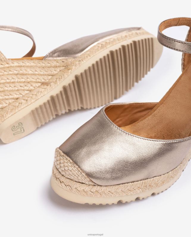 Unisa espadrille em couro efeito metalizado mulheres 6V2Z6744 gracioso