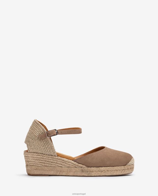 Unisa espadrille salto vamp confeccionada em camurça mulheres 6V2Z6792 marrom
