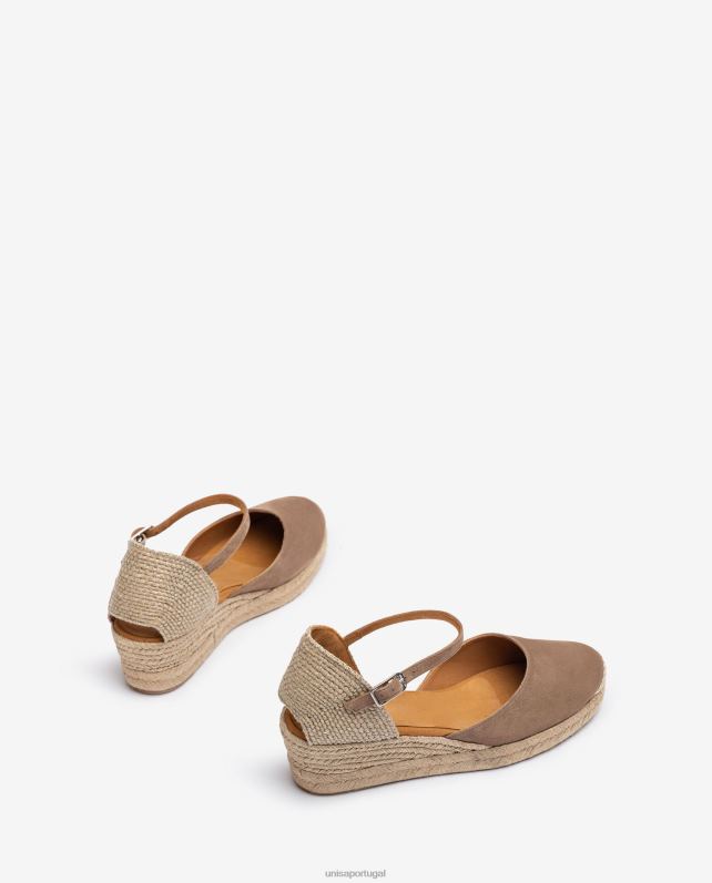 Unisa espadrille salto vamp confeccionada em camurça mulheres 6V2Z6792 marrom