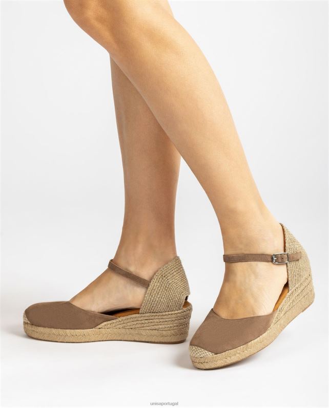 Unisa espadrille salto vamp confeccionada em camurça mulheres 6V2Z6792 marrom