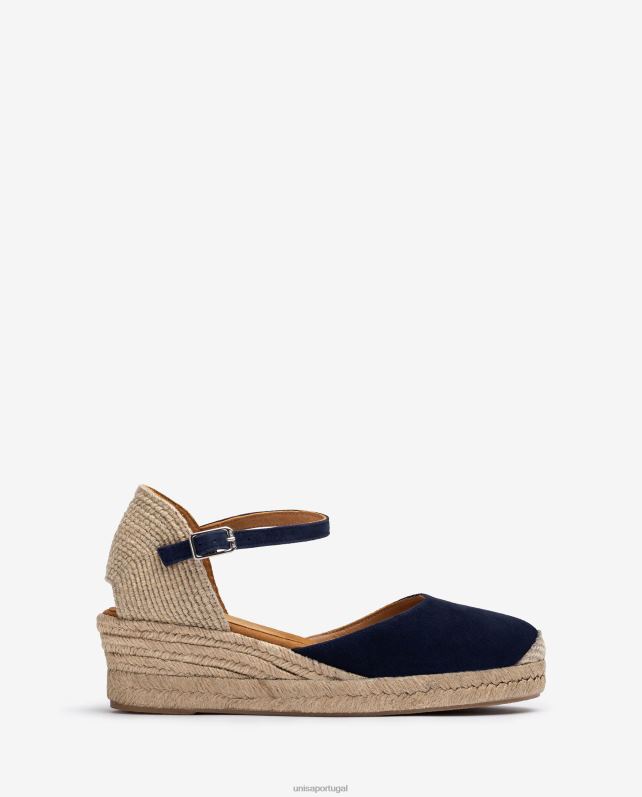 Unisa espadrille salto vamp confeccionada em camurça mulheres 6V2Z6793 azul