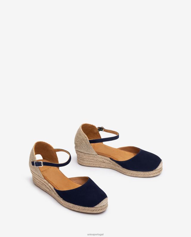 Unisa espadrille salto vamp confeccionada em camurça mulheres 6V2Z6793 azul