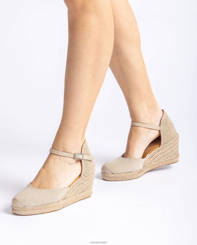 Unisa espadrille salto vamp em ecolino mulheres 6V2Z6472 marrom