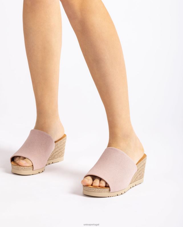 Unisa mule com salto em cunha de juta mulheres 6V2Z6466 rosa