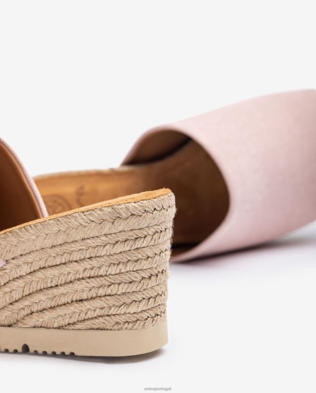 Unisa mule com salto em cunha de juta mulheres 6V2Z6466 rosa