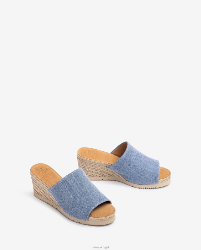 Unisa mule com salto em cunha de juta mulheres 6V2Z6467 azul