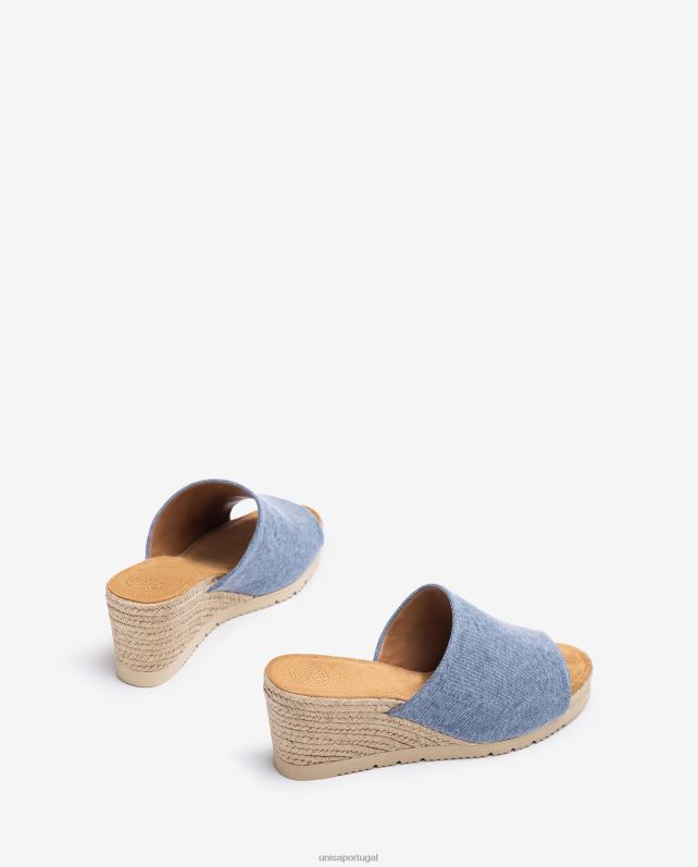 Unisa mule com salto em cunha de juta mulheres 6V2Z6467 azul