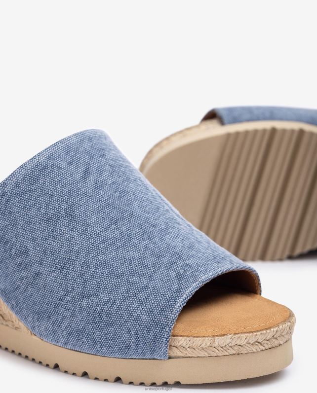 Unisa mule com salto em cunha de juta mulheres 6V2Z6467 azul