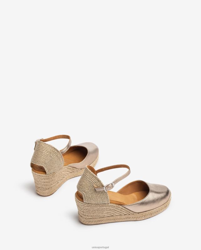 Unisa salto alto tipo espadrille com acabamento metalizado mulheres 6V2Z6785 moda