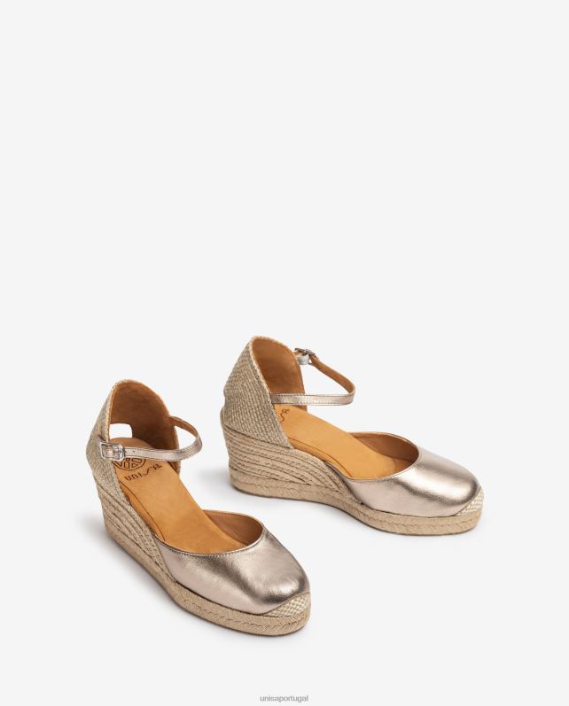 Unisa salto alto tipo espadrille com acabamento metalizado mulheres 6V2Z6785 moda