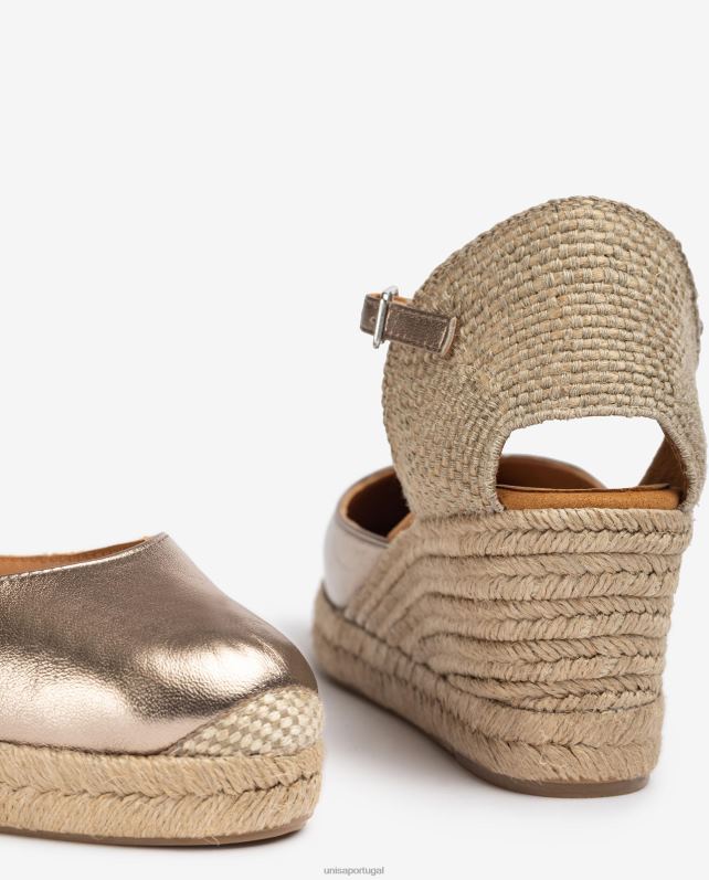 Unisa salto alto tipo espadrille com acabamento metalizado mulheres 6V2Z6785 moda