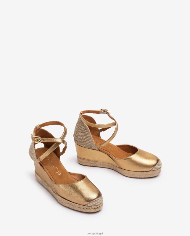 Unisa salto alto tipo espadrille com acabamento metalizado mulheres 6V2Z6788 gracioso