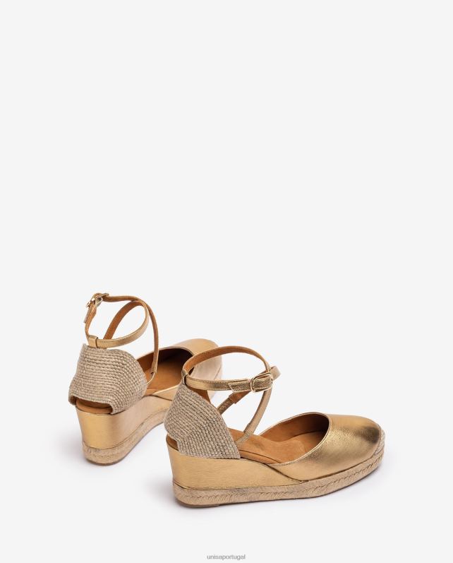 Unisa salto alto tipo espadrille com acabamento metalizado mulheres 6V2Z6788 gracioso
