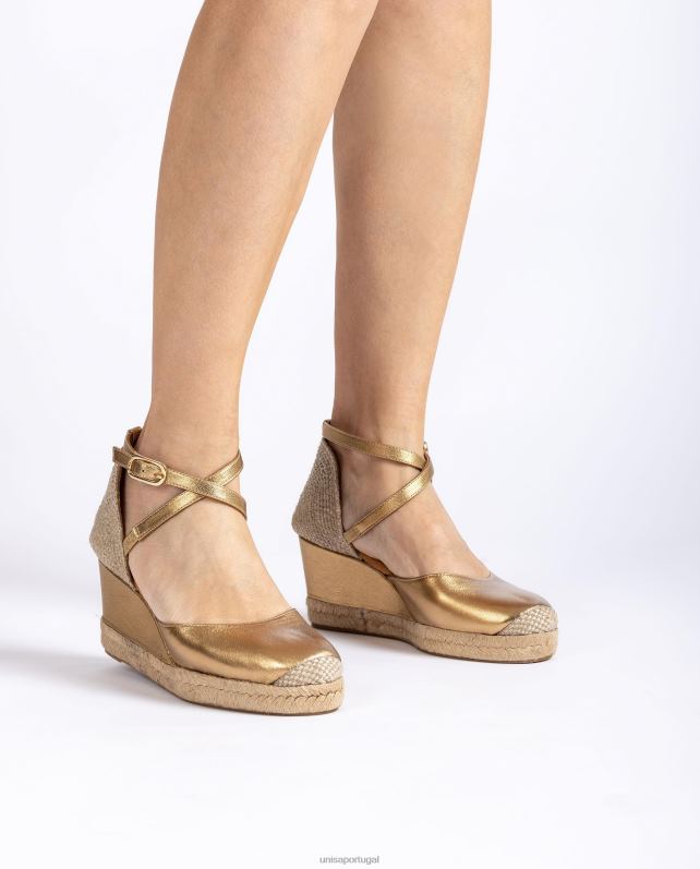 Unisa salto alto tipo espadrille com acabamento metalizado mulheres 6V2Z6788 gracioso