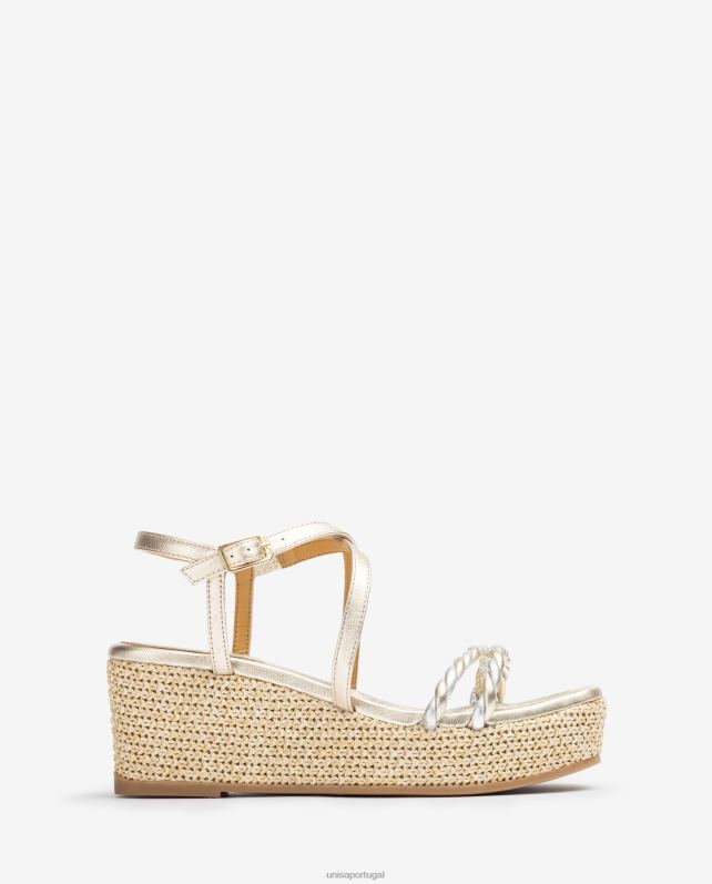 Unisa sandália com salto bloco e tiras em espiral mulheres 6V2Z6160 moda