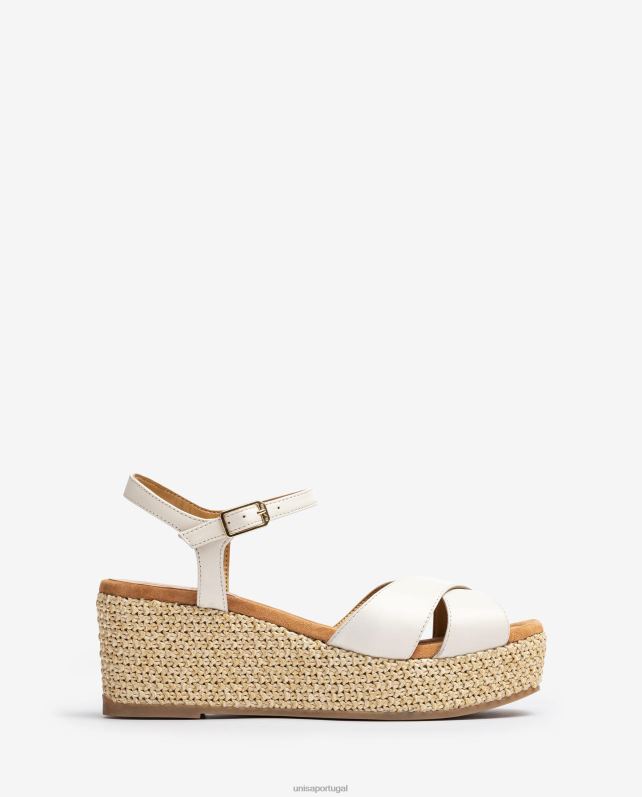 Unisa sandália com salto bloco ráfia mulheres 6V2Z6167 moda