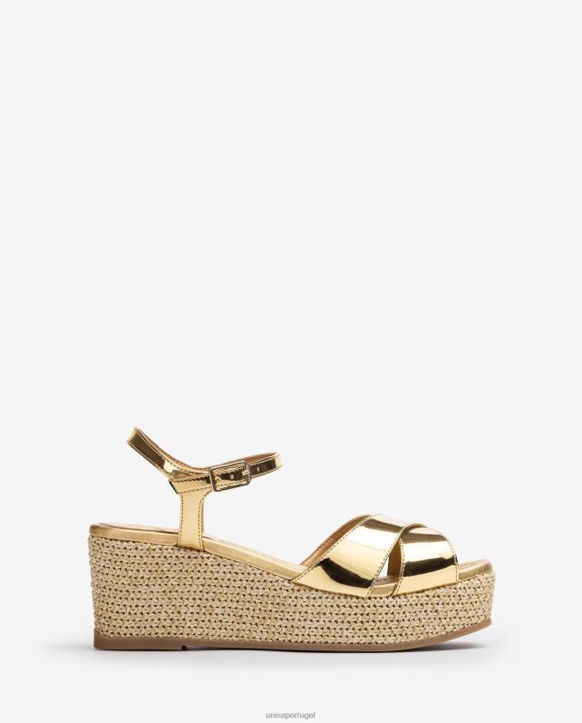 Unisa sandália com salto bloco ráfia mulheres 6V2Z6168 gracioso