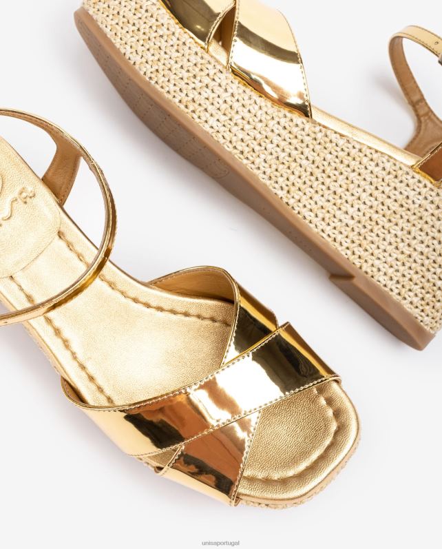 Unisa sandália com salto bloco ráfia mulheres 6V2Z6168 gracioso