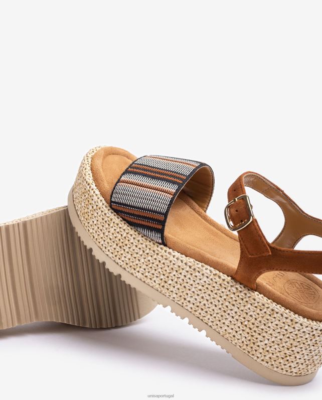 Unisa sandália com tira larga multicolor mulheres 6V2Z6102 marrom
