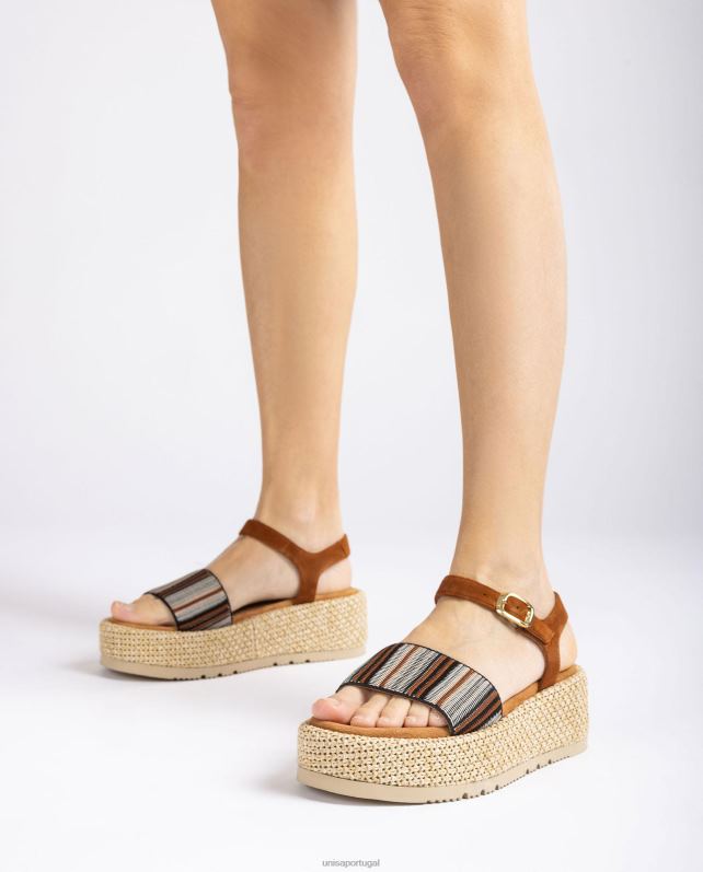 Unisa sandália com tira larga multicolor mulheres 6V2Z6102 marrom