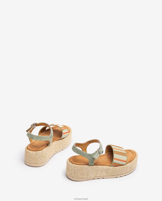 Unisa sandália com tira larga multicolor mulheres 6V2Z6103 verde