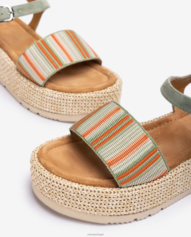 Unisa sandália com tira larga multicolor mulheres 6V2Z6103 verde
