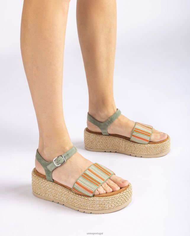 Unisa sandália com tira larga multicolor mulheres 6V2Z6103 verde