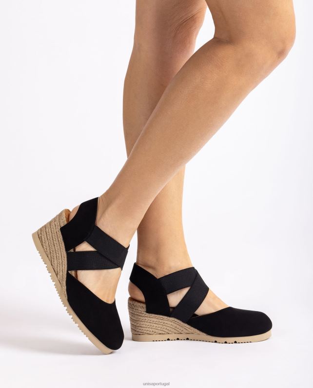 Unisa sandália com tiras elásticas mulheres 6V2Z6770 preto