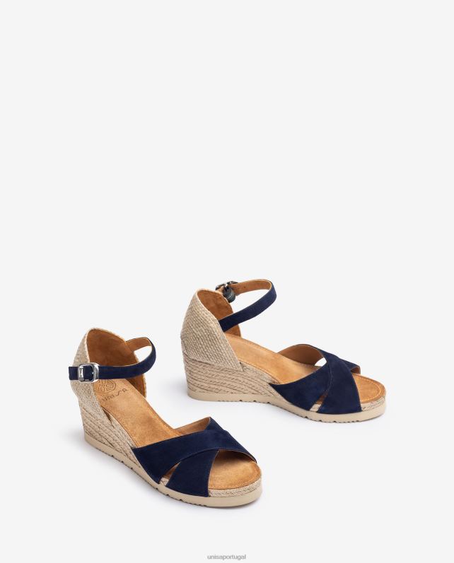 Unisa sandália de juta com tira cruzada mulheres 6V2Z6777 azul