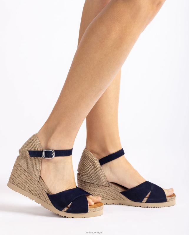 Unisa sandália de juta com tira cruzada mulheres 6V2Z6779 azul